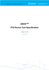 ONVIF PTZ Device Test Specification V17.06