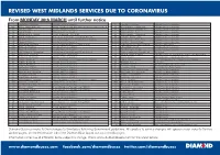 Revised West Midlands Services Due To