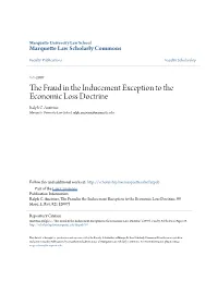 The Fraud in the Inducement Exception to the Economic Loss Doctrine