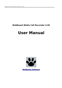 Boldbeast Nokia Call Recorder User Manual