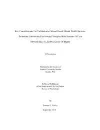 Key Considerations for Collaborative School-Based Mental Health Services
