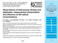 Observations of Total Peroxy Nitrates and Aldehydes 4 Steady State Calculation of Peroxy Nitrates P