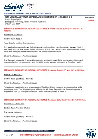 STEWARDS SUMMARY of JUDICIAL OUTCOMES Page