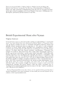 Experimental Music After Nyman’, from Tomorrow Is the Question: New Directions in Experimental Music, Ed