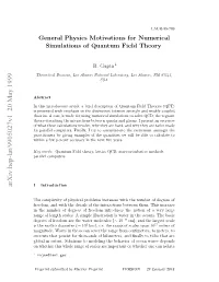 General Physics Motivations for Numerical Simulations of Quantum
