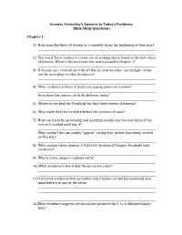 Genesis: Yesterday’S Answers to Today’S Problems