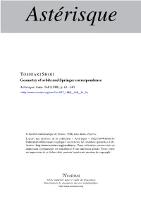 Geometry of Orbits and Springer Correspondence Astérisque, Tome 168 (1988), P