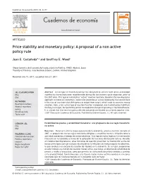 Price Stability and Monetary Policy: a Proposal of a Non Active Policy Rule