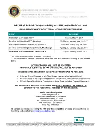 Request for Proposals (Rfp) No: Bmic-Osiatd-Fy2017-001 Basic Maintenance of Internal Connections Equipment