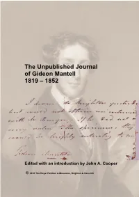The Unpublished Journal of Gideon Mantell 1819 – 1852