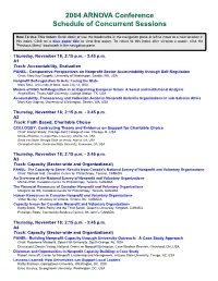 2004 ARNOVA Conference Schedule of Concurrent Sessions