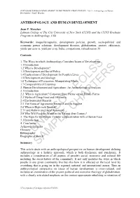 Anthropology and Human Development - Joan P