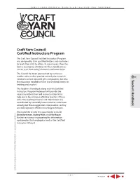 Craft Yarn Council Certified Instructors Program