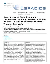 Dependence of Socioeconomic Development of Municipalities Of