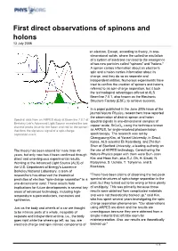First Direct Observations of Spinons and Holons 13 July 2006