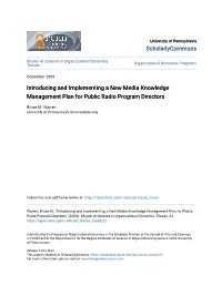 Introducing and Implementing a New Media Knowledge Management Plan for Public Radio Program Directors