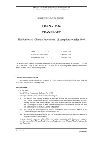 The Railways (Closure Provisions) (Exemptions) Order 1996