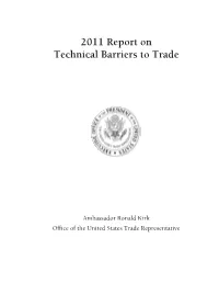 2011 Report on Technical Barriers to Trade