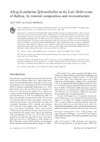 Alleged Cnidarian Sphenothallus in the Late Ordovician of Baltica, Its Mineral Composition and Microstructure
