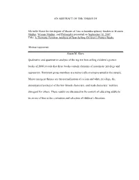 An Abstract of the Thesis Of