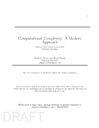 Computational Complexity: a Modern Approach