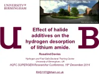 Effect of Halide Additives on the Hydrogen Desorption of Lithium Amide. Rosalind Davies