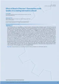 Effects of Board of Directors' Characteristics on The