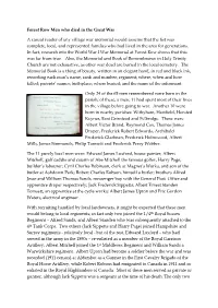 Forest Row Men Who Died in the Great War