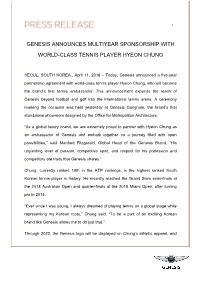 Genesis Announces Multiyear Sponsorship with World