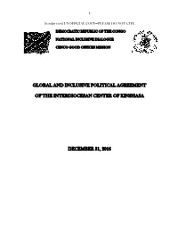 Global and Inclusive Political Agreement of the Interdiocesan Center of Kinshasa.”