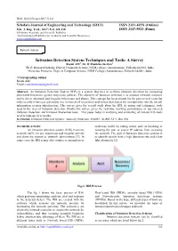 Intrusion Detection System Techniques and Tools: a Survey Resmi AM1, Dr