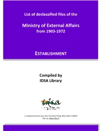 List of Declassified Files of The