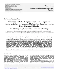 Practices and Challenges of Visitor Management Implementation for Sustainable Tourism Development in Fasil Ghebbi, Ethiopia