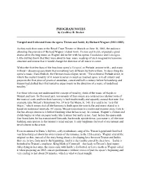 PROGRAM NOTES by Geoffrey D