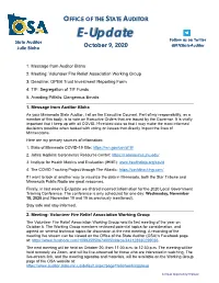 State Auditor's E-Update -- October 9, 2020