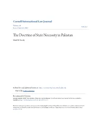 The Doctrine of State Necessity in Pakistan