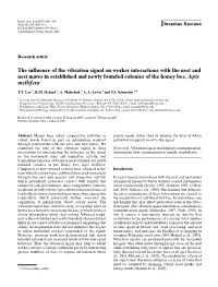 The Influence of the Vibration Signal on Worker Interactions with the Nest and Nest Mates in Established and Newly Founded Colonies of the Honey Bee, Apis Mellifera
