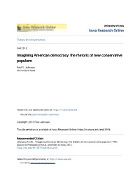 The Rhetoric of New Conservative Populism