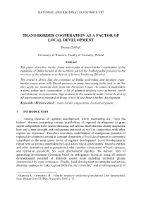 Trans-Border Cooperation As a Factor of Local Development