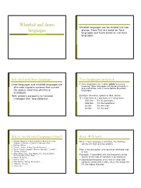 Whistled and Drum Languages Tone Languages and Pitch
