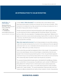 An Introduction to Value Investing