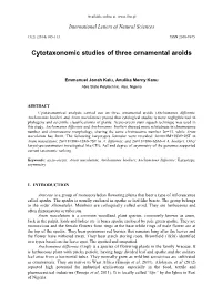 Cytotaxonomic Studies of Three Ornamental Aroids