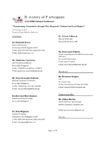 Directory of Participants 11Th CBMS National Conference
