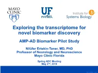Exploring the Transcriptome for Novel Biomarker Discovery AMP-AD Biomarker Pilot Study