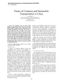 Future of Common and Sustainable Transportation in Libya