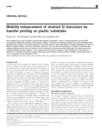 Mobility Enhancement of Strained Si Transistors by Transfer Printing on Plastic Substrates