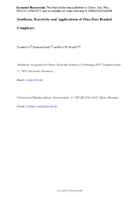 Synthesis, Reactivity and Applications of Zinc–Zinc Bonded Complexes