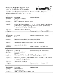 Weekly List of Decisions Made During Week