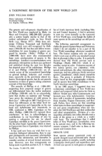 A Taxonomic Revision of the New World Jays