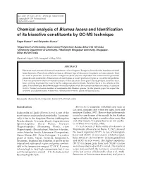 Chemical Analysis of Blumea Lacera and Identification of Its Bioactive Constituents by GC-MS Technique